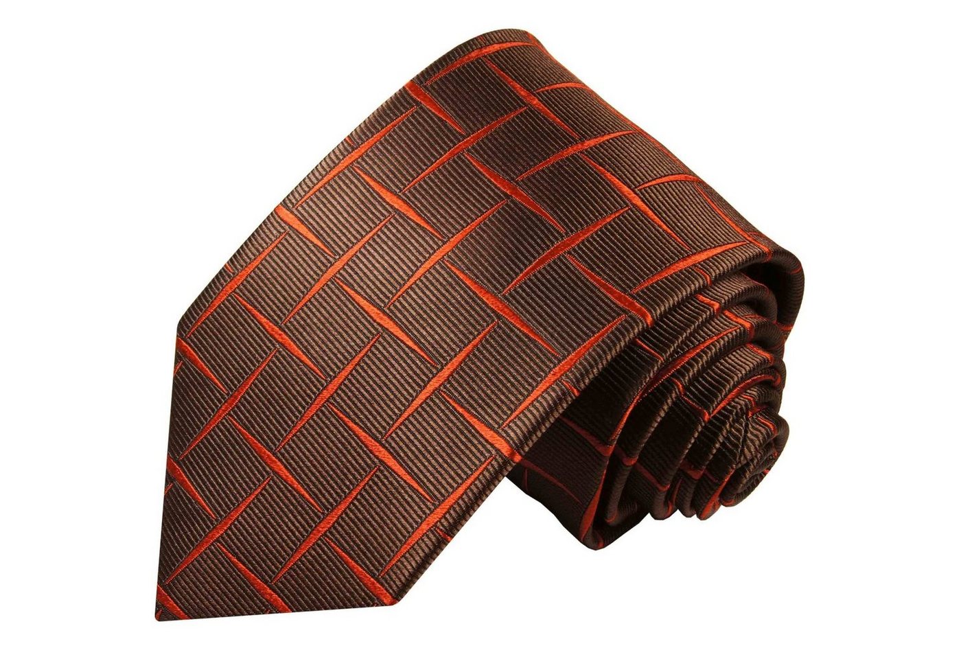 Paul Malone Krawatte Designer Seidenkrawatte Herren Schlips modern kariert 100% Seide Breit (8cm), rotbraun orange 412 von Paul Malone