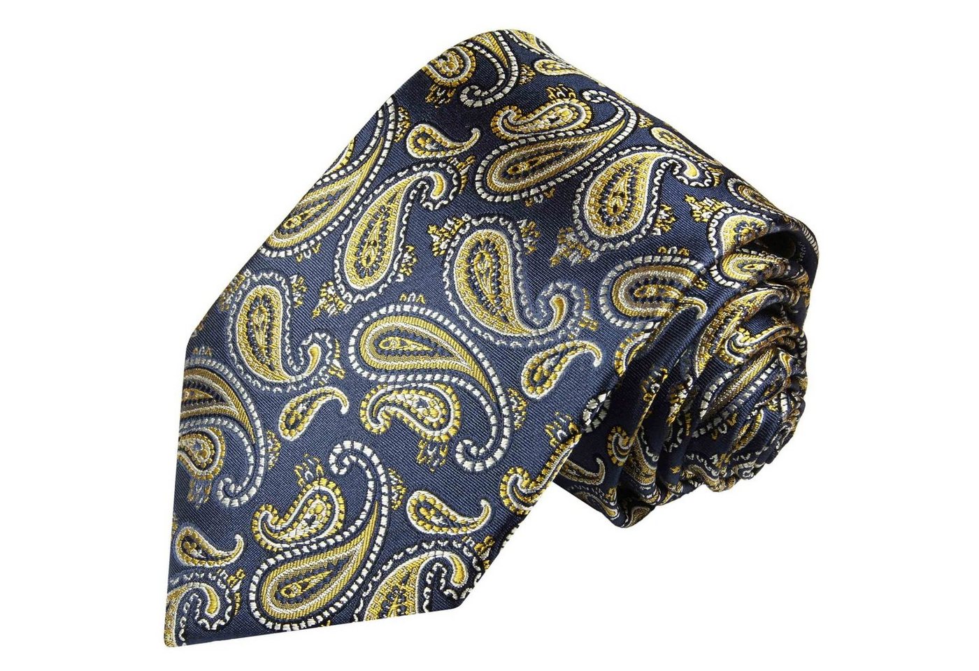 Paul Malone Krawatte Elegante Seidenkrawatte Herren Schlips modern paisley brokat Seide Breit (8cm), blau gelb 365 von Paul Malone