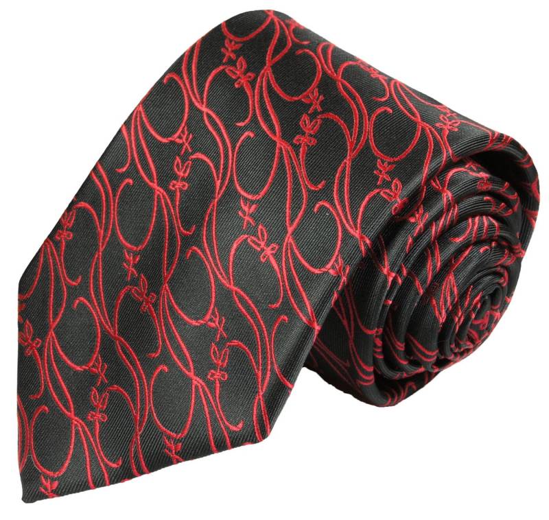 Paul Malone Krawatte Herren Hochzeitskrawatte barock - Mikrofaser - Bräutigam Breit (8cm), schwarz rot V4 von Paul Malone