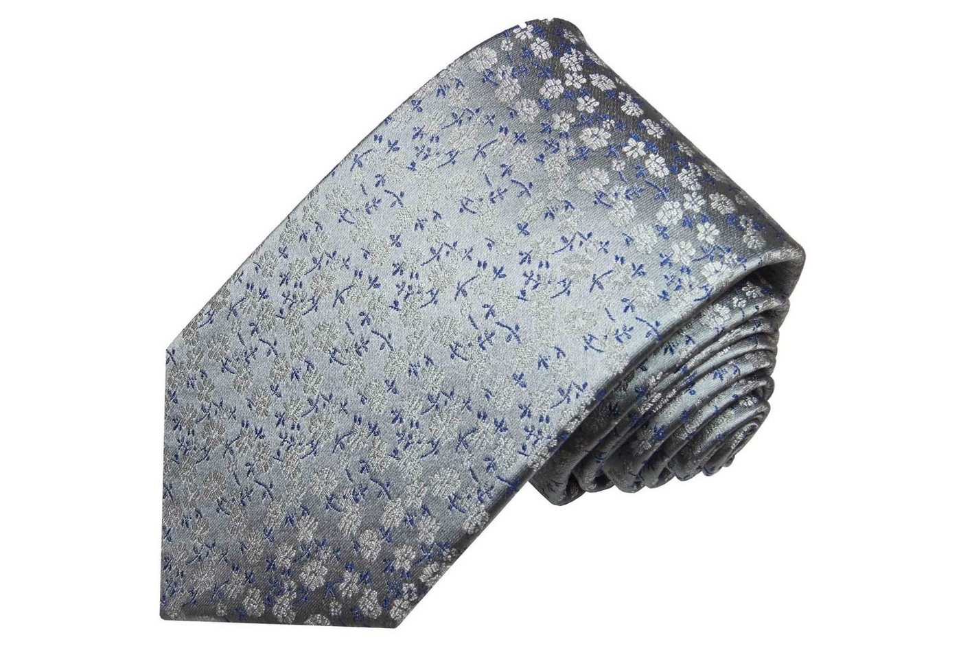 Paul Malone Krawatte Herren Seidenkrawatte Designer Schlips modern geblümt 100% Seide Schmal (6cm), silber blau 2121 von Paul Malone