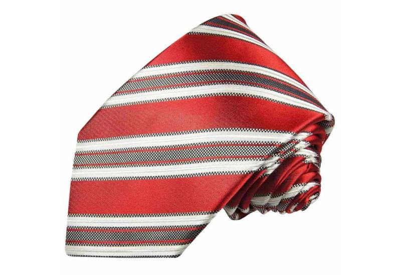 Paul Malone Krawatte Herren Seidenkrawatte Designer Schlips modern gestreift 100% Seide Breit (8cm), rot 424 von Paul Malone
