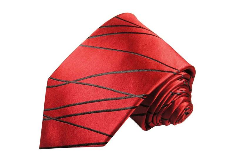 Paul Malone Krawatte Herren Seidenkrawatte Designer Schlips modern gestreift 100% Seide Schmal (6cm), rot schwarz 374 von Paul Malone