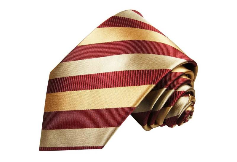 Paul Malone Krawatte Herren Seidenkrawatte Designer Schlips modern gestreift 100% Seide Breit (8cm), weinrot gold 245 von Paul Malone