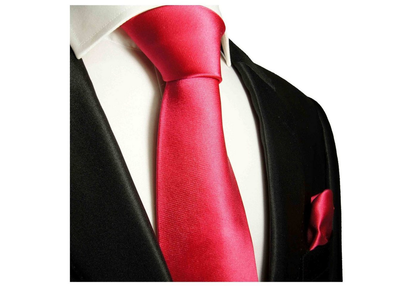 Paul Malone Krawatte Herren Seidenkrawatte Schlips mit Tuch modern uni satin 100% Seide (Set, 2-St., Krawatte mit Einstecktuch) Schmal (6cm), pink 505 von Paul Malone