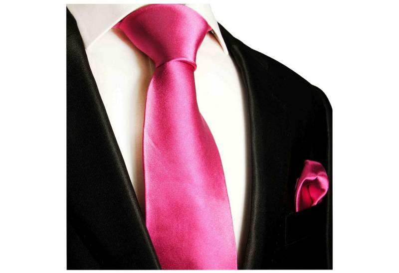 Paul Malone Krawatte Herren Seidenkrawatte Schlips mit Tuch modern uni satin 100% Seide (Set, 2-St., Krawatte mit Einstecktuch) Breit (8cm), rose 975 von Paul Malone