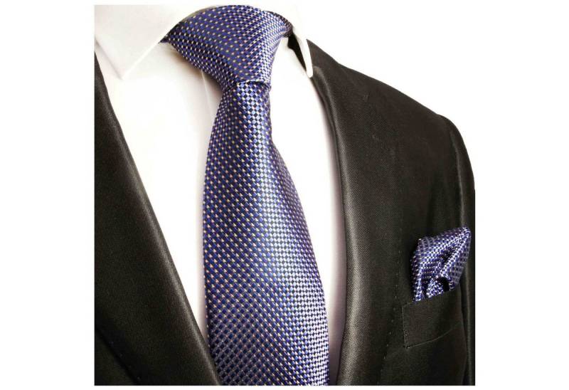 Paul Malone Krawatte Herren Seidenkrawatte mit Tuch modern gepunktet 100% Seide (Set, 2-St., Krawatte mit Einstecktuch) Schmal (6cm), blau 393 von Paul Malone