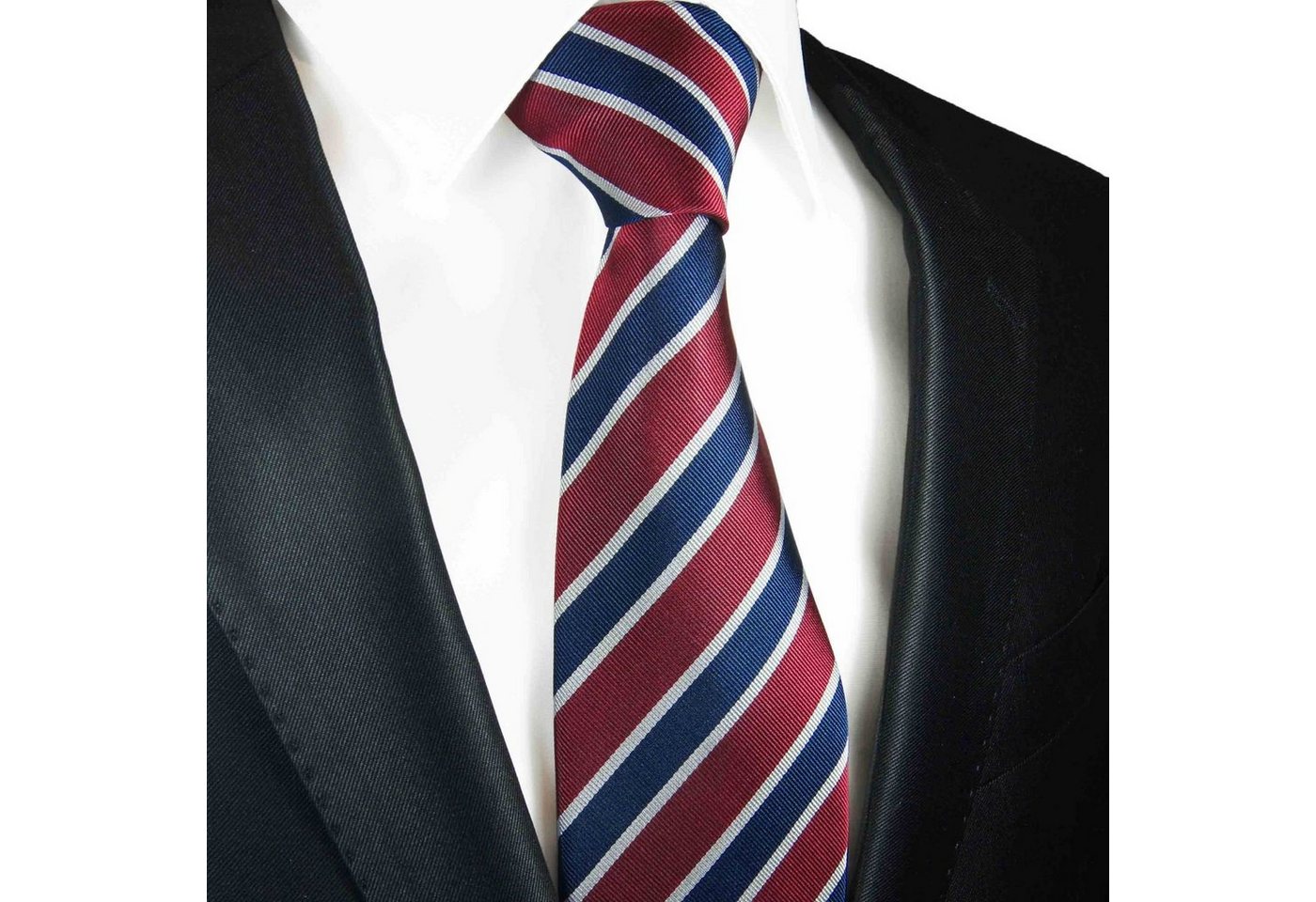 Paul Malone Krawatte Herren Seidenkrawatte mit Tuch modern gestreift 100% Seide (Set, 2-St., Krawatte mit Einstecktuch) Schmal (6cm), blau rot 648 von Paul Malone