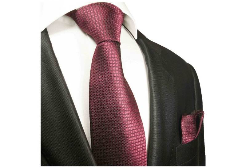 Paul Malone Krawatte Herren Seidenkrawatte mit Tuch modern uni Waffelmuster 100% Seide (Set, 2-St., Krawatte mit Einstecktuch) Breit (8cm), beere 2055 von Paul Malone
