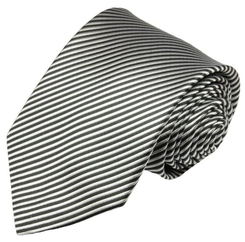 Paul Malone Krawatte Herrenkrawatte gestreift klassisch elegant - Mikrofaser - Hochzeit Breit (8cm), silber schwarz V7 von Paul Malone