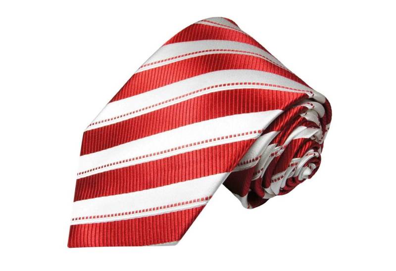 Paul Malone Krawatte Moderne Herren Seidenkrawatte gestreift 100% Seide Schmal (6cm), rot weiß 320 von Paul Malone
