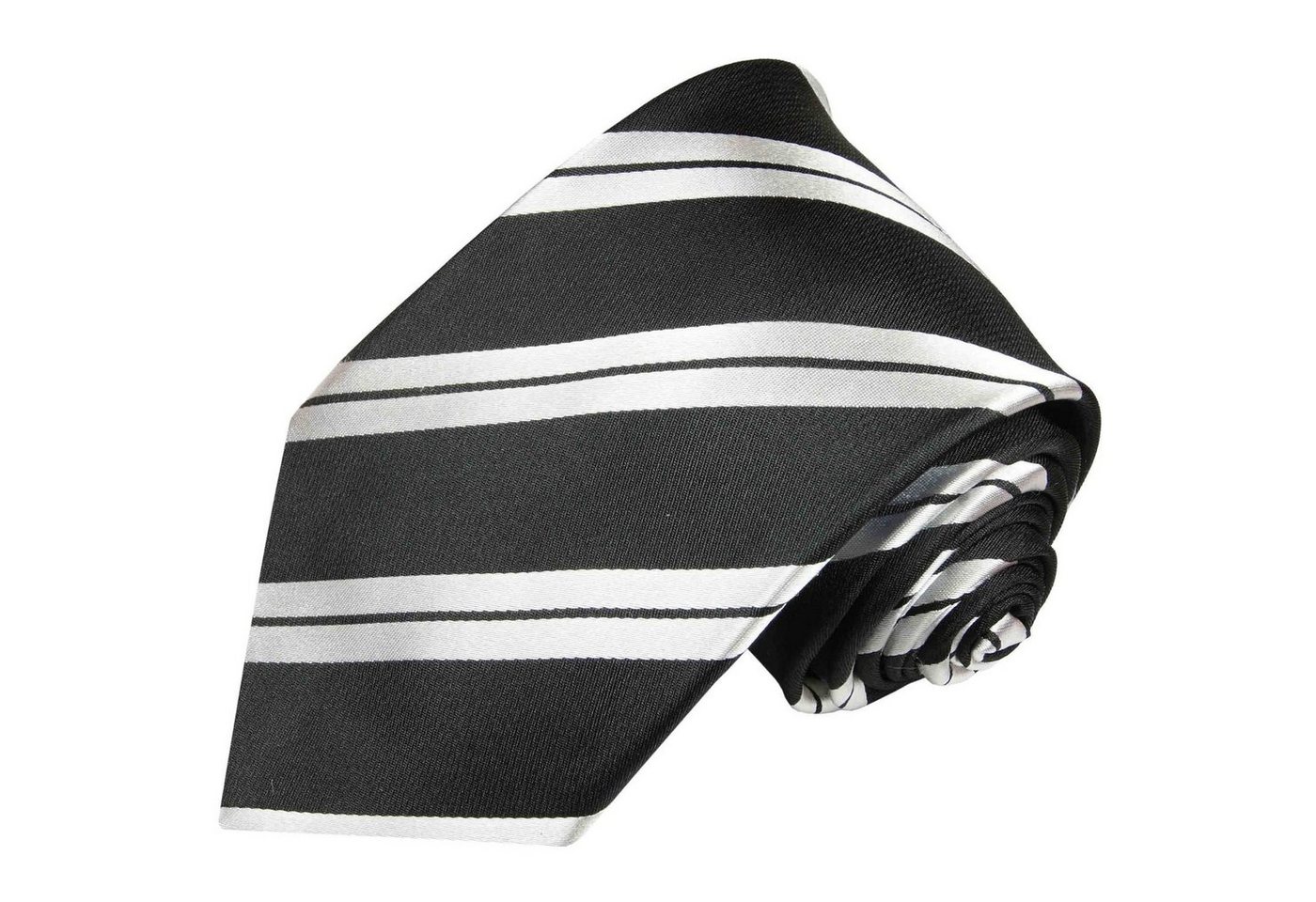 Paul Malone Krawatte Moderne Herren Seidenkrawatte gestreift 100% Seide Schmal (6cm), schwarz silber 279 von Paul Malone