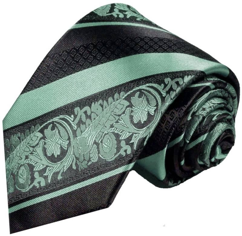 Paul Malone Krawatte moderne Herren Seidenkrawatte barock gestreift 100% Seide Breit (8cm), mintgrün 2034 von Paul Malone