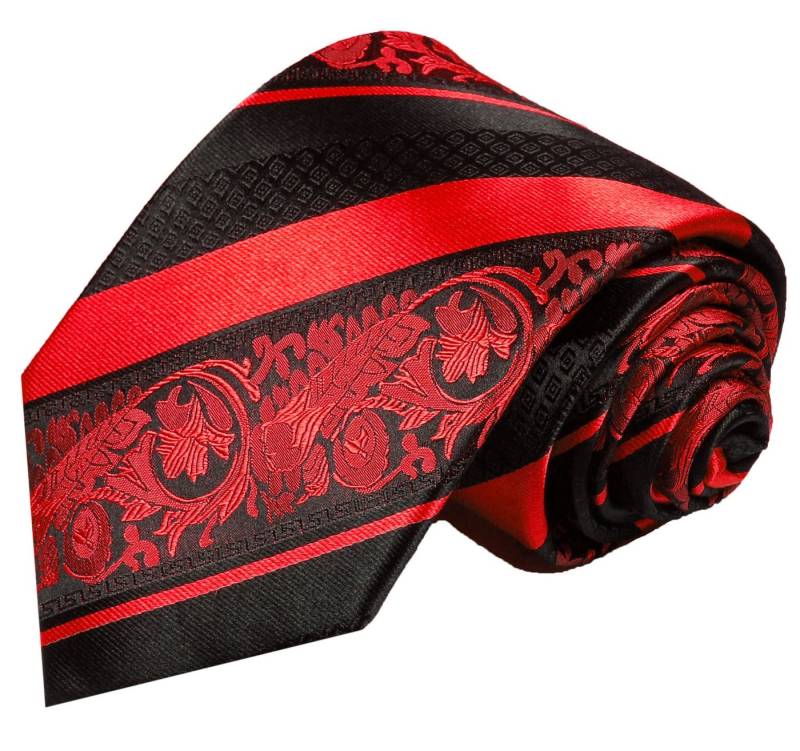 Paul Malone Krawatte moderne Herren Seidenkrawatte barock gestreift 100% Seide Schmal (6cm), rot 383 von Paul Malone