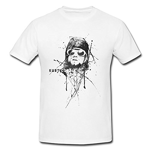 Kurt-Cobain-II T-Shirt Herren, weiß mit Aufdruck von Paul Sinus Art