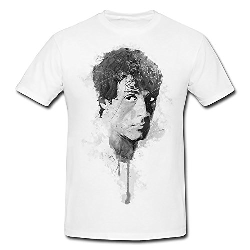 Rocky Sylvester-Stallone I T-Shirt Herren, weiß mit Aufdruck von Paul Sinus Art