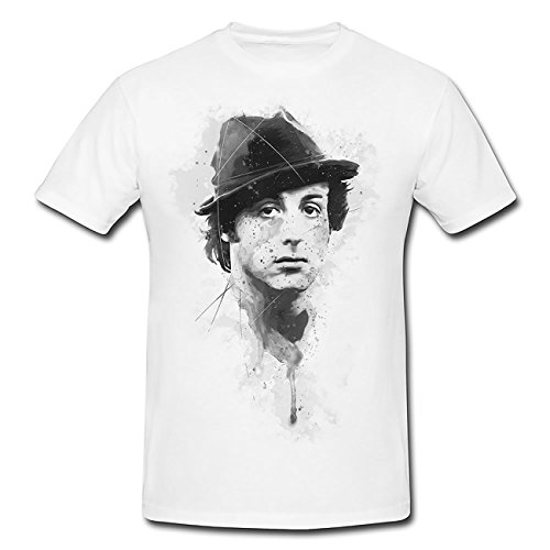 Rocky Sylvester-Stallone T-Shirt Herren, weiß mit Aufdruck von Paul Sinus Art