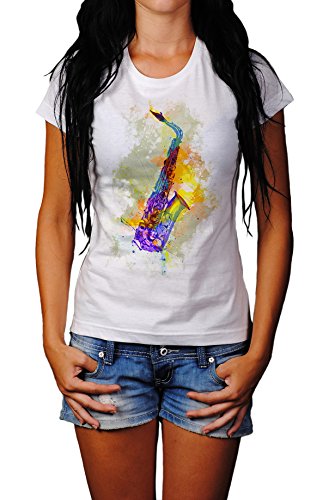 Saxophon Damen T- Shirt, Stylisch aus Paul Sinus Aquarell Color von Paul Sinus Art