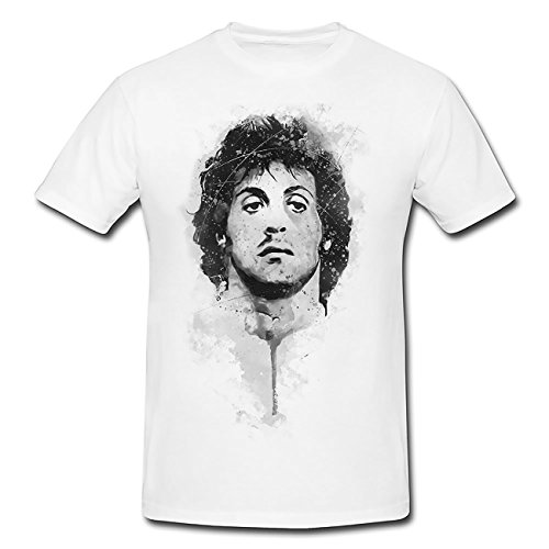 Sylvester Stallone Rambo T-Shirt Herren, weiß mit Aufdruck von Paul Sinus Art
