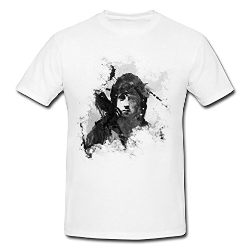 Sylvester Stallone T-Shirt Herren, weiß mit Aufdruck von Paul Sinus Art