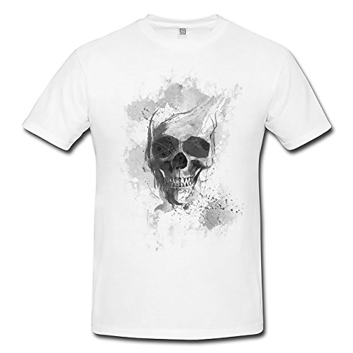 Totenkopf T-Shirt Herren, weiß mit Aufdruck von Paul Sinus Art