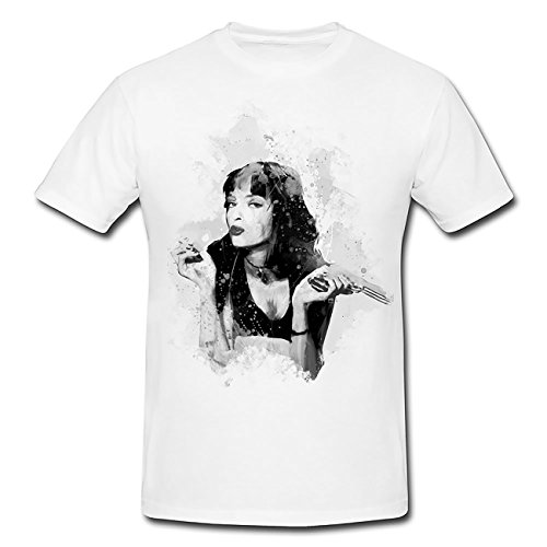 Uma Thurman Pulp Fiction III T-Shirt Herren, weiß mit Aufdruck von Paul Sinus Art