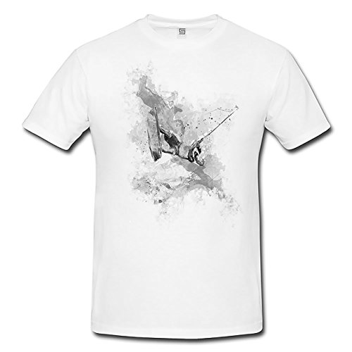 Wakeboard T-Shirt Herren, weiß mit Aufdruck von Paul Sinus Art