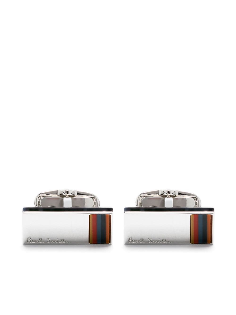 Paul Smith Bright Stripe Manschettenknöpfe mit Logo-Gravur - Silber von Paul Smith