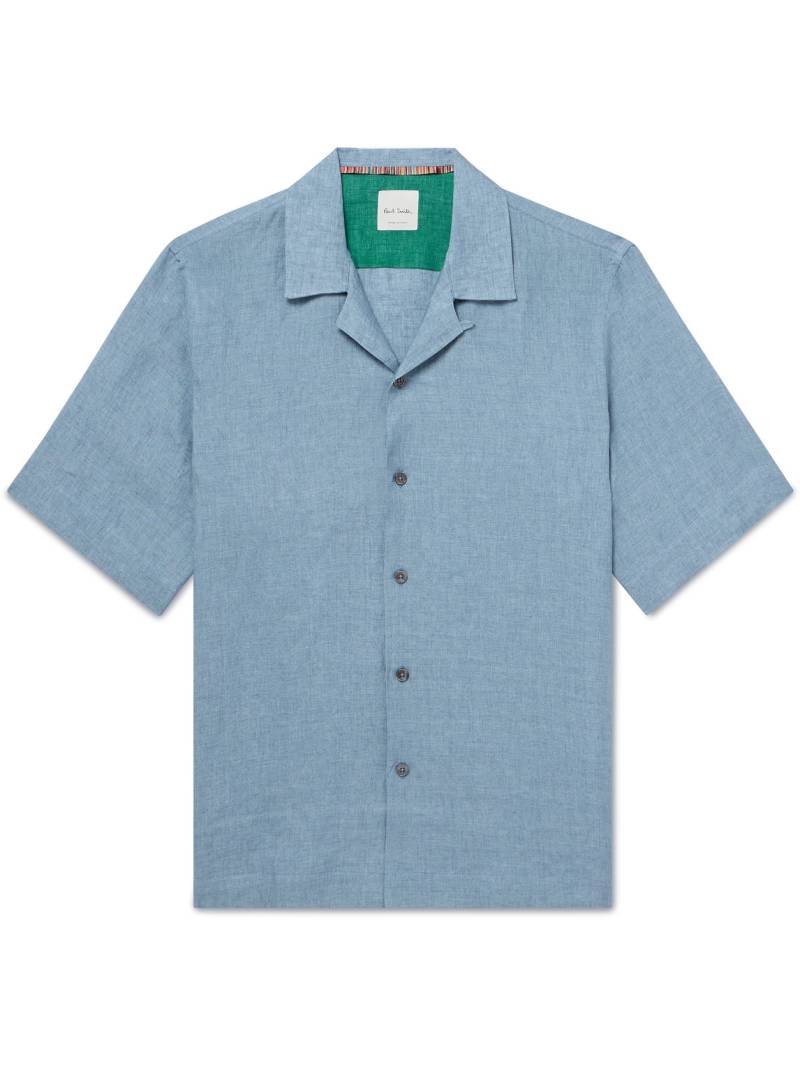 Paul Smith - Convertible-Collar Linen Shirt - Men - Blue - XL von Paul Smith