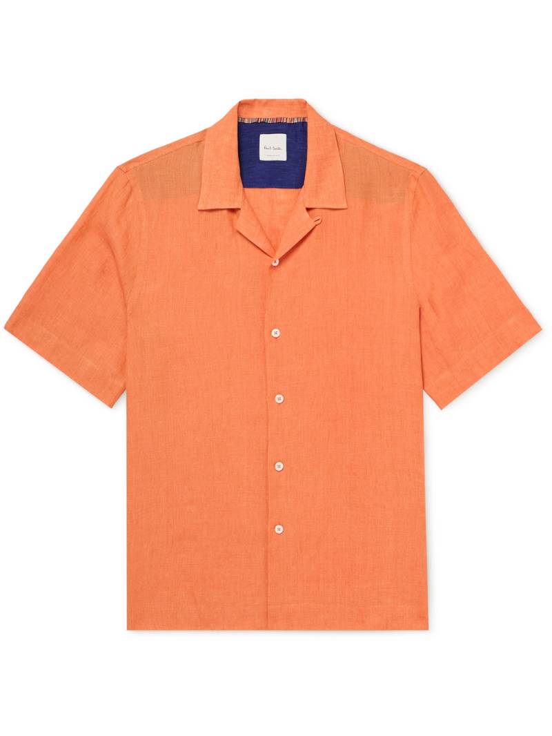 Paul Smith - Convertible-Collar Linen Shirt - Men - Orange - XXL von Paul Smith