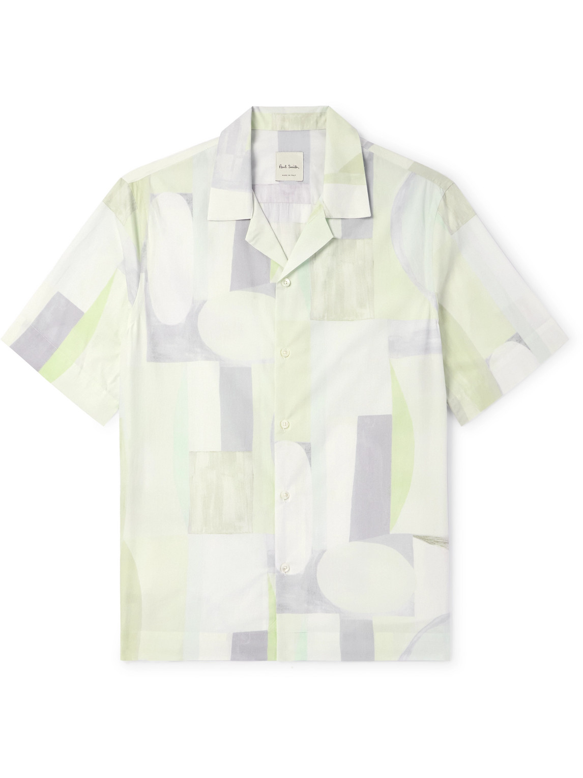 Paul Smith - Convertible-Collar Printed Cotton-Poplin Shirt - Men - Green - S von Paul Smith