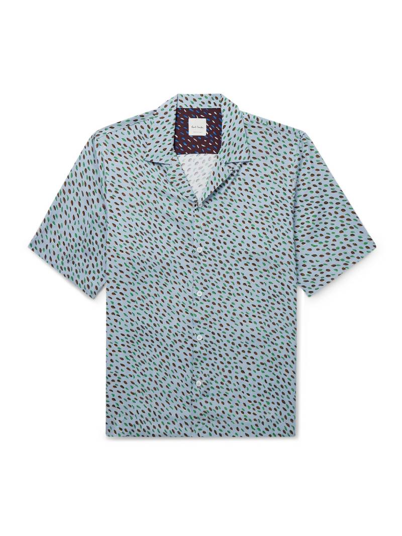 Paul Smith - Convertible-Collar Printed Crepe de Chine Shirt - Men - Blue - S von Paul Smith