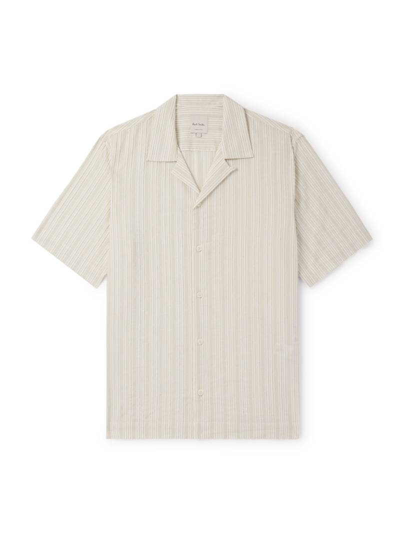 Paul Smith - Convertible-Collar Striped Cotton and Linen-Blend Shirt - Men - White - M von Paul Smith