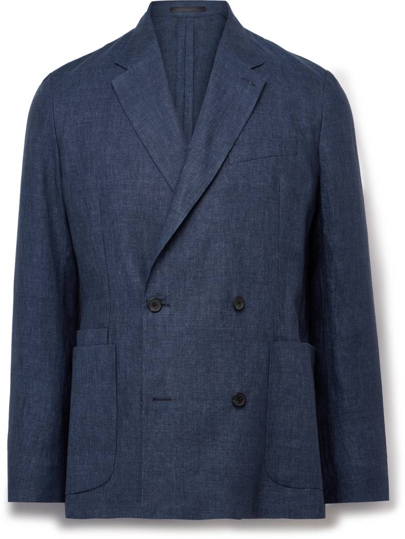 Paul Smith - Delave Unstructured Double-Breasted Linen Blazer - Men - Blue - UK/US 38 von Paul Smith