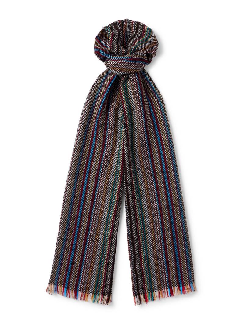Paul Smith - Fringed Striped Wool-Hopsack Scarf - Men - Multi Paul Smith - Fringed Striped Wool-Hopsack Scarf - Men - Multi von Paul Smith