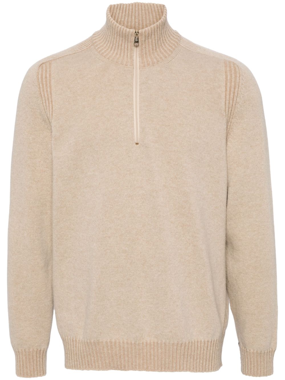 Paul Smith Lammwollpullover mit kurzem Reißverschluss - Nude von Paul Smith