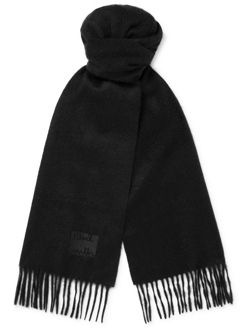 Paul Smith - Logo-Embroidered Fringed Cashmere Scarf - Men - Black von Paul Smith