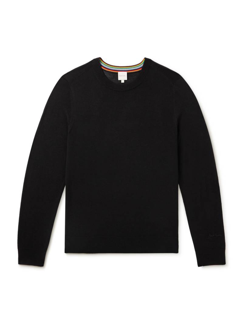 Paul Smith - Logo-Embroidered Merino Wool Sweater - Men - Black - XL von Paul Smith