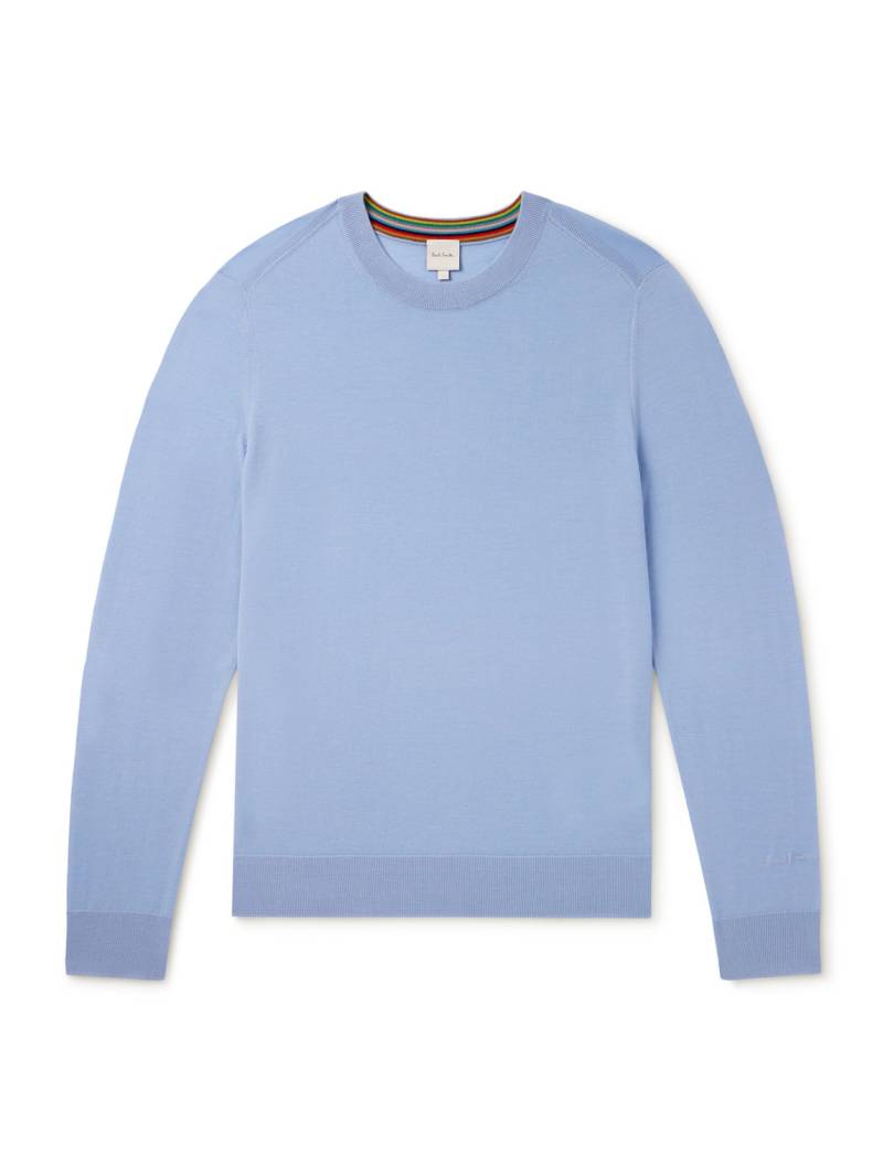 Paul Smith - Logo-Embroidered Merino Wool Sweater - Men - Blue - S von Paul Smith