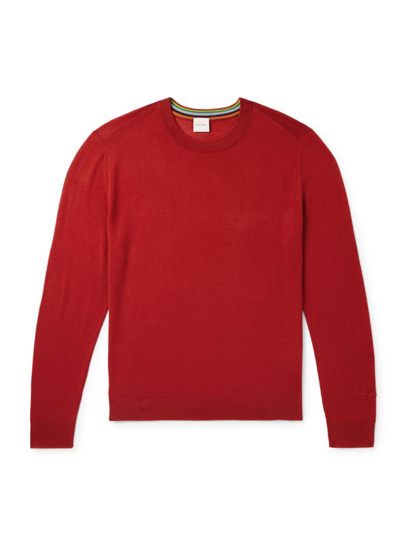 Paul Smith - Logo-Embroidered Merino Wool Sweater - Men - Red - XXL von Paul Smith