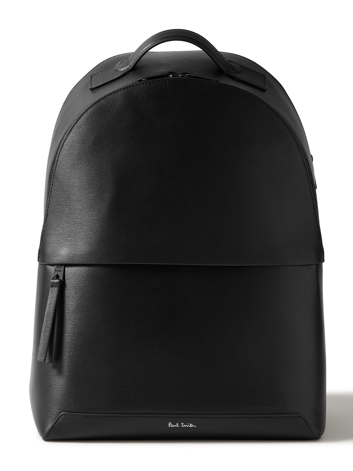 Paul Smith - Logo-Jacquard Webbing-Trimmed Textured-Leather Backpack - Men - Black von Paul Smith