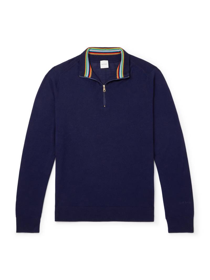 Paul Smith - Merino Wool Half-Zip Sweater - Men - Blue - XL von Paul Smith