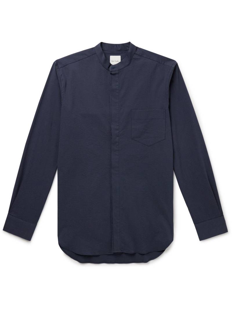 Paul Smith - Slim-Fit Grandad-Collar Cotton-Seersucker Shirt - Men - Blue - S von Paul Smith