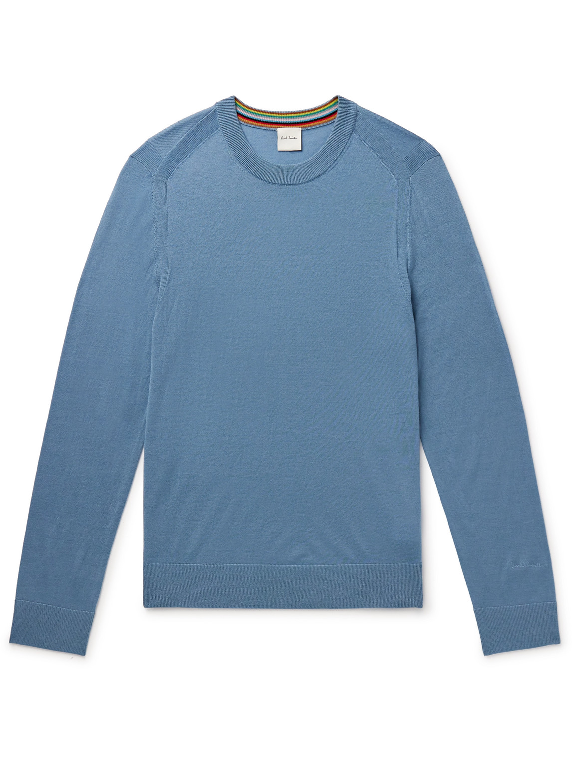 Paul Smith - Slim-Fit Logo-Embroidered Merino Wool Sweater - Men - Blue - L von Paul Smith