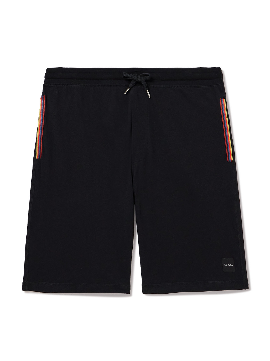 Paul Smith - Straight-Leg Grosgrain-Trimmed Cotton-Jersey Drawstring Shorts - Men - Black - XL von Paul Smith