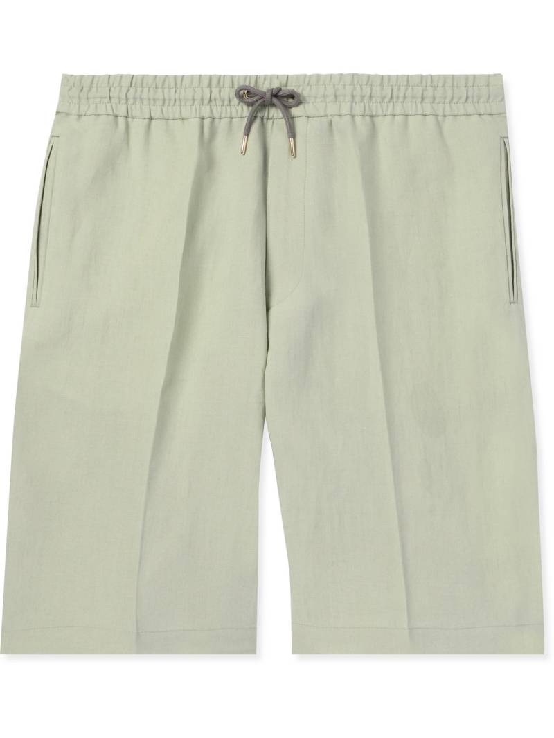 Paul Smith - Straight-Leg Linen Drawstring Shorts - Men - Green - XL von Paul Smith