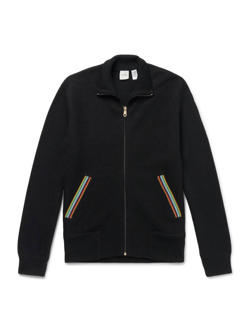 Paul Smith - Stripe-Trimmed Wool Zip-Up Cardigan - Men - Black - XXL von Paul Smith