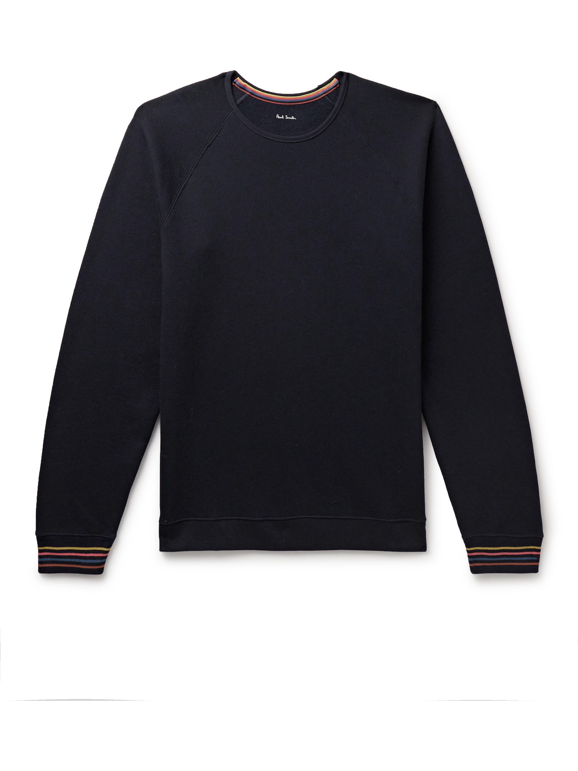 Paul Smith - Striped Appliquéd Cotton-Jersey Sweatshirt - Men - Blue - M von Paul Smith