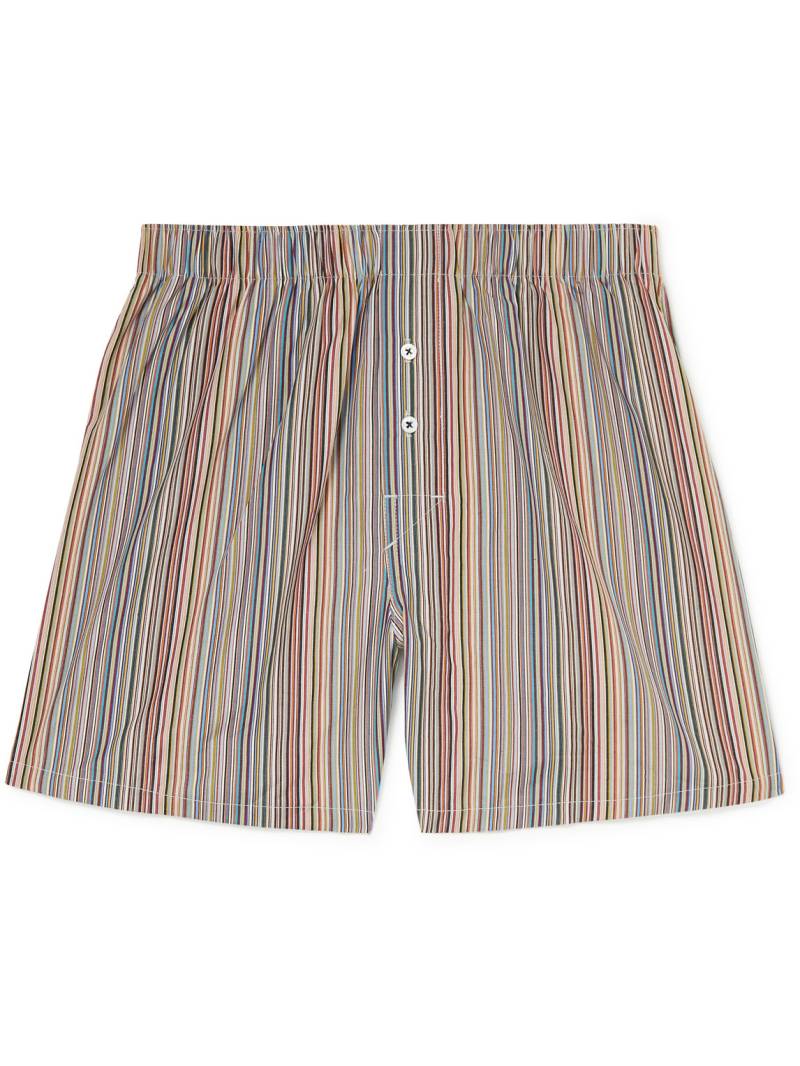 Paul Smith - Striped Cotton-Poplin Boxer Shorts - Men - Orange - L von Paul Smith