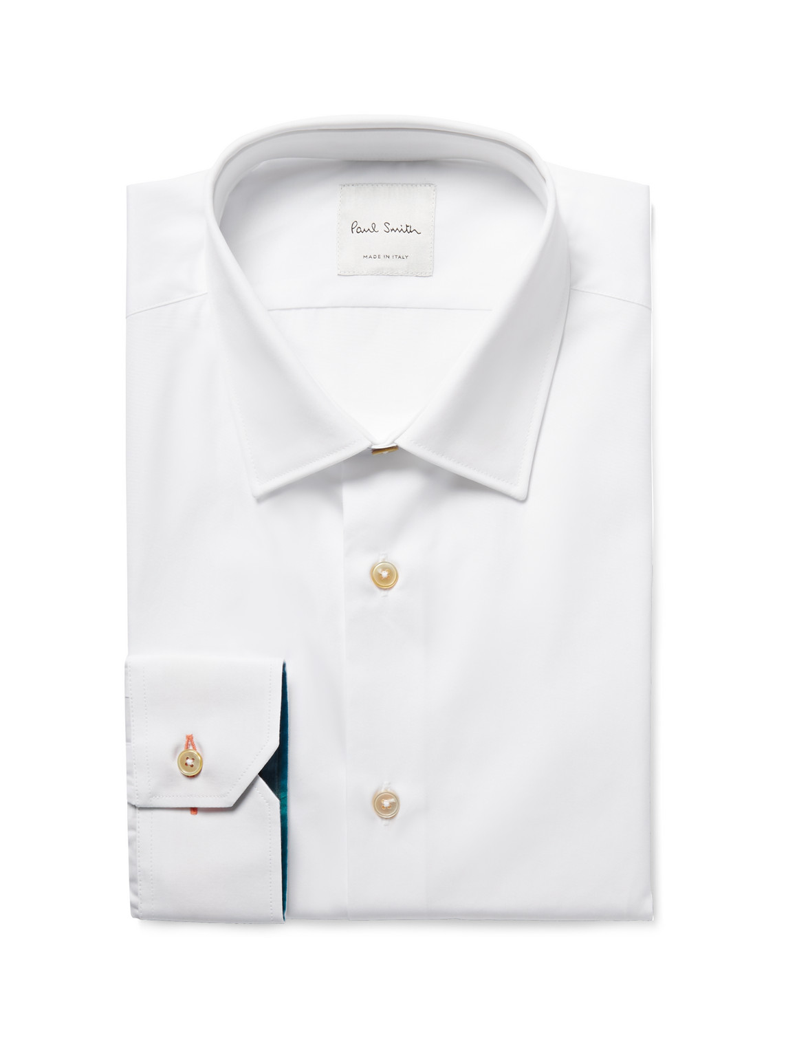 Paul Smith - White Slim-Fit Contrast-Cuff Cotton-Poplin Shirt - Men - White - UK/US 15.5 von Paul Smith