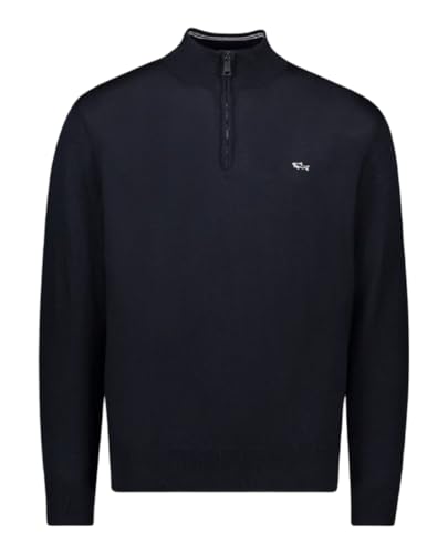 PAUL & SHARK 14311148-050 Half-Zip Pullover aus Merinowolle mit gesticktem Shark-Logo Marineblau Regular Fit, blau, Large von Paul & Shark